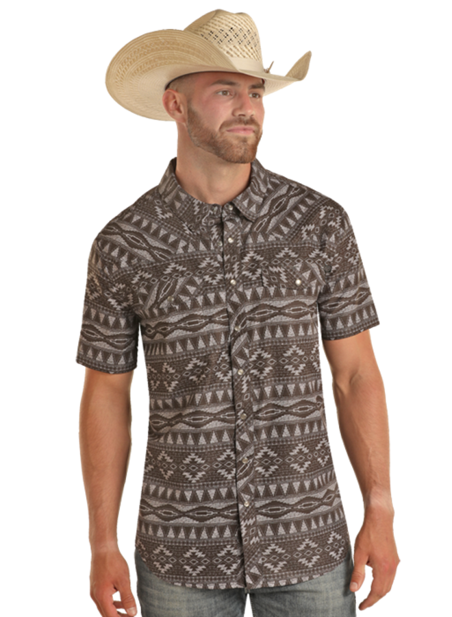 Men's Charcoal Aztec Snap Shirt