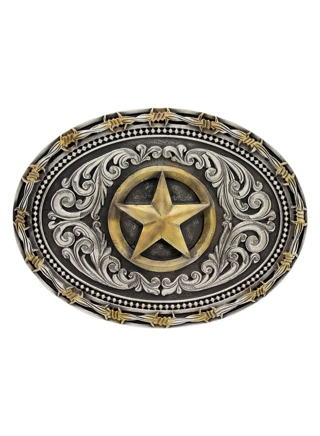 Two tone Rope & Barbed Wire Classic Impressions Lone Star Attitude Buckle