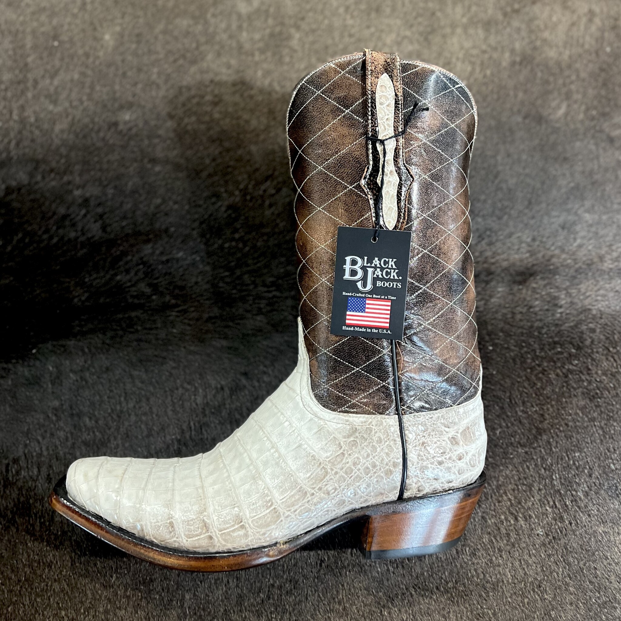 Black Jack Boots Men's Natural Caiman Crocodile Belly Boot Howell