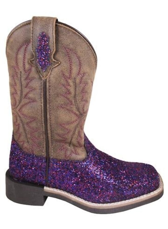 Smoky Mountain Kid's Ariel Purple Glitter Boot