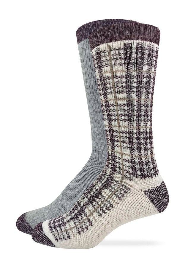 Ultimate Ladies' Merino Wool Blend Plaid Pattern Socks 2 Pair Pack