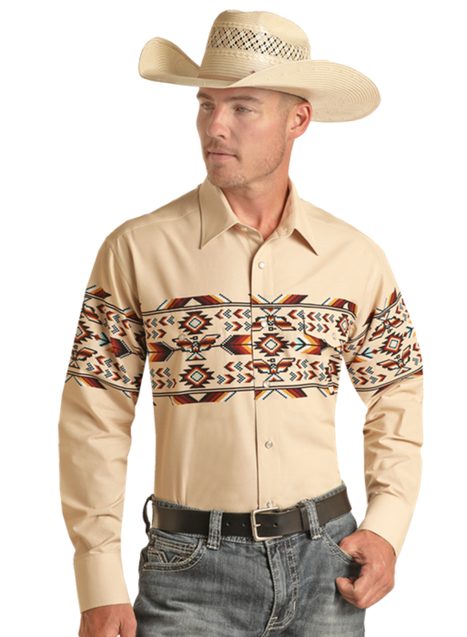 Long Sleeve Thunderbird Border Snap Shirt