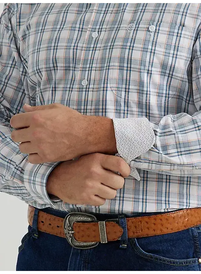 Men's George Strait Collection Steel Plaid Long Sleeve Button Down  Shirt