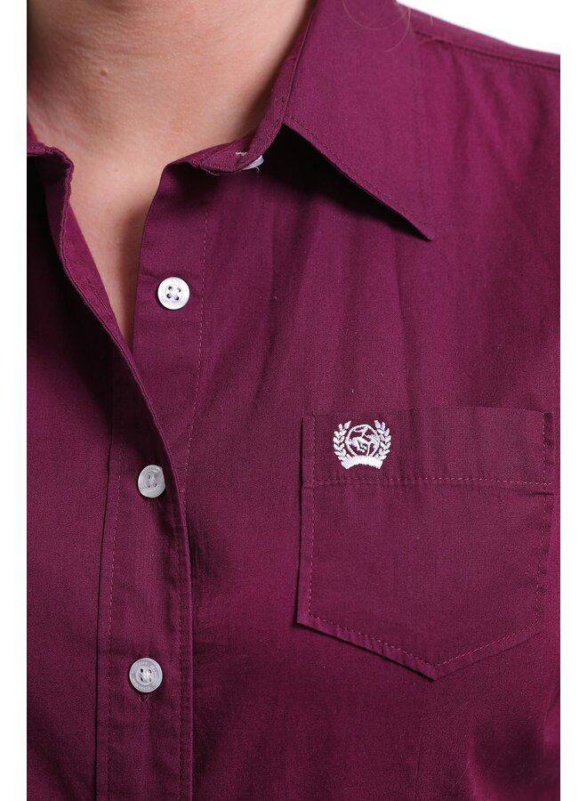 Ladies' Solid Button-Up Shirt