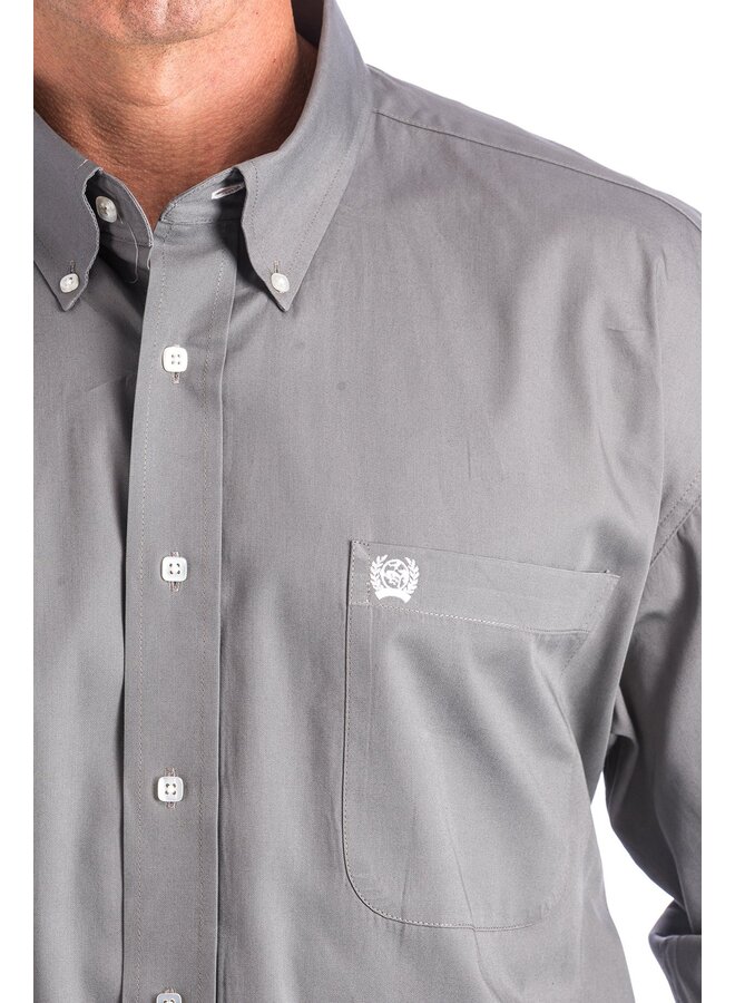 Men's Long Sleeve Solid Western Button-Down Shirt