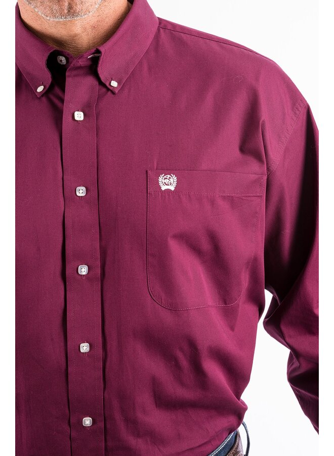 Men's Long Sleeve Solid Western Button-Down Shirt