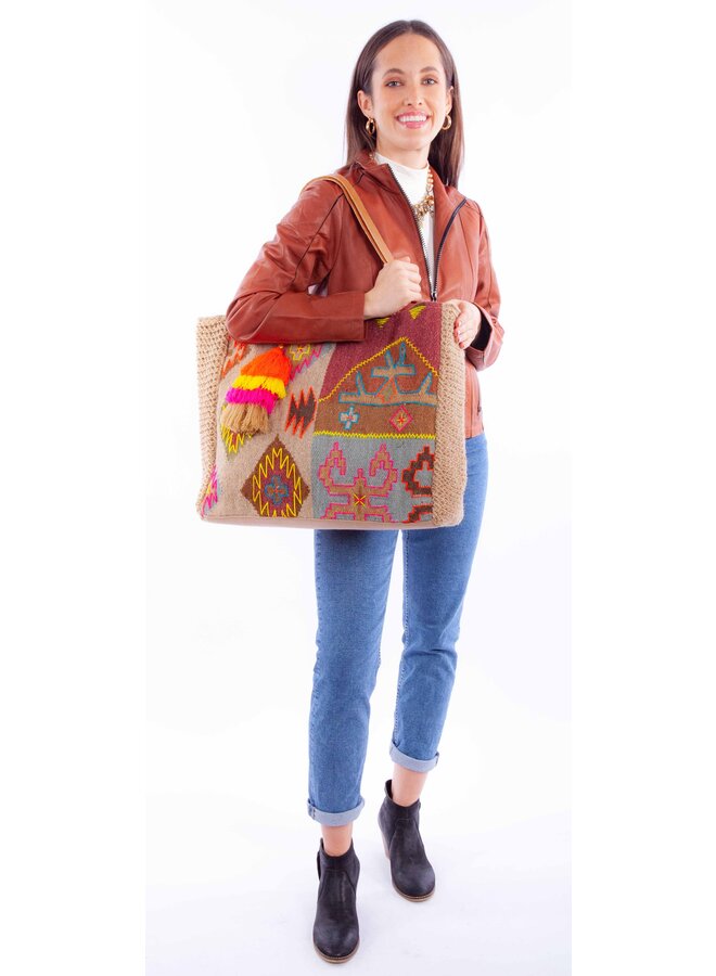 Woven Neon Accents Tote Bag