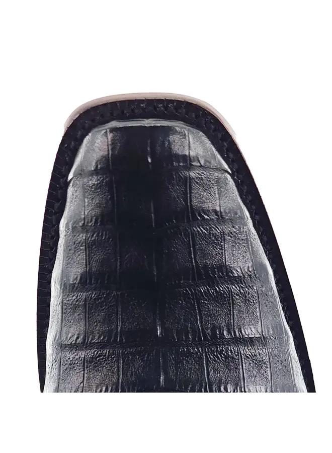 Men's Black Caiman Belly Cutter Toe Boot