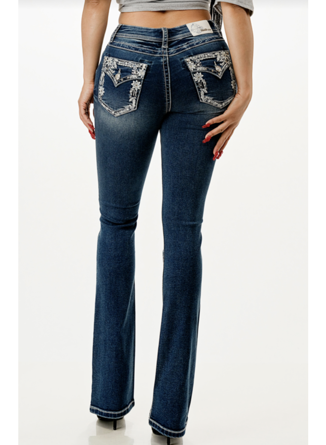 Embroidered Floral Boot Cut Jean