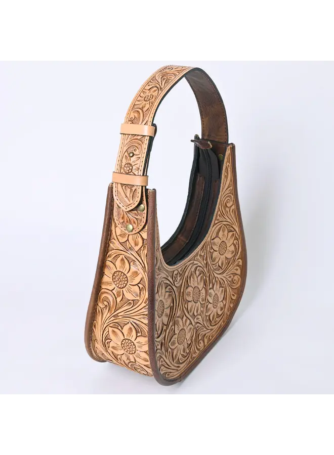Structured Tooled Leather Handbag