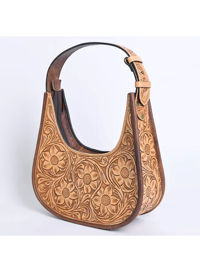 Structured Tooled Leather Handbag