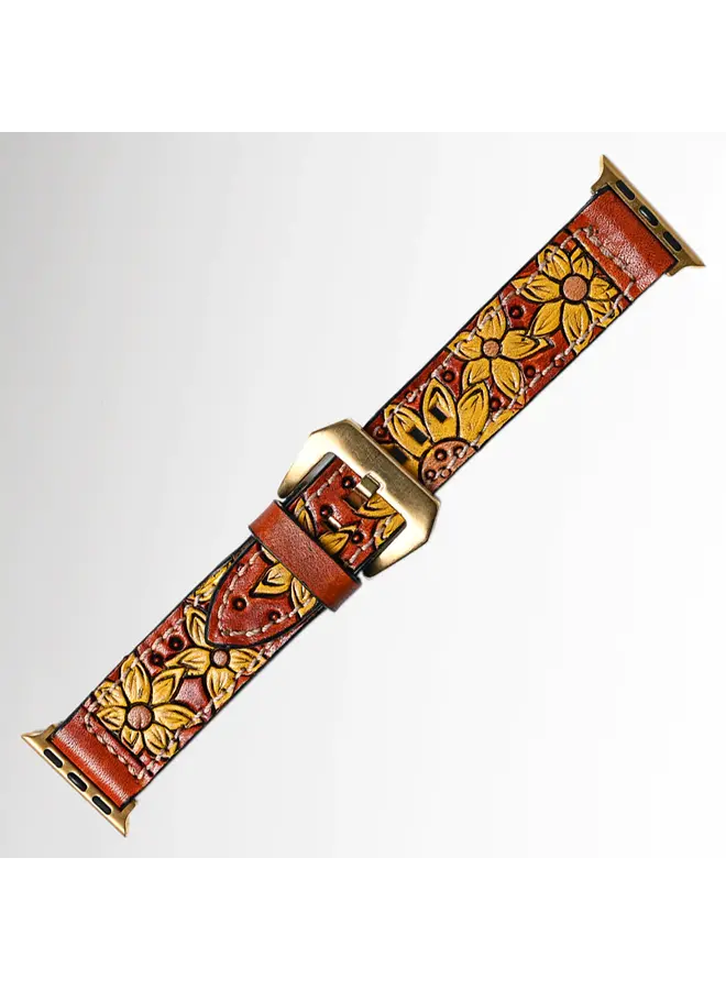 Sunflower Tooled Apple Watch Band
