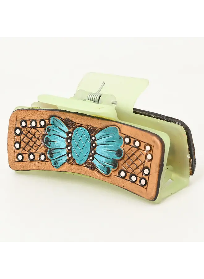 Leather Tooled Hairclip