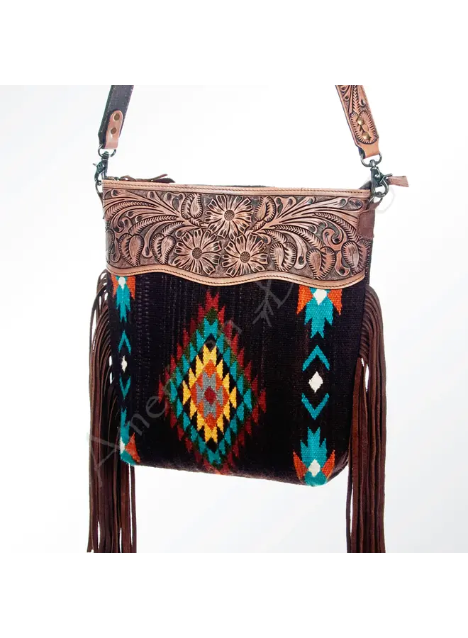 Black Aztec Multi Fringe Bag