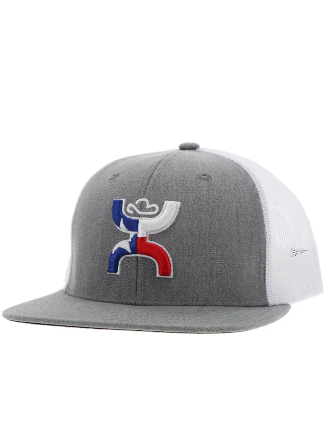 "Texican" Hooey Grey / White 6-Panel Trucker with Red / White / Blue Hooey Logo - OSFA