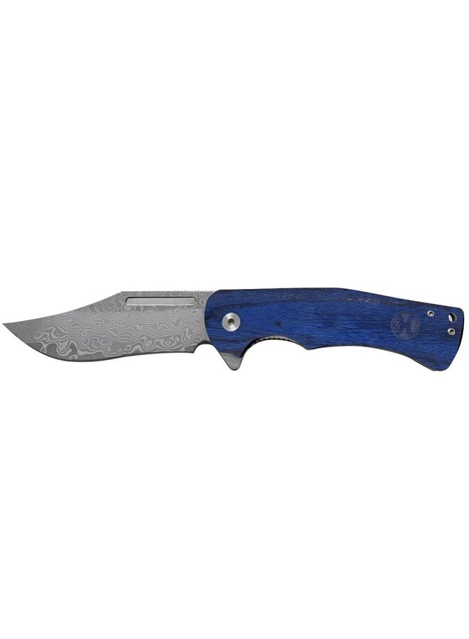 Knife Dyed Burlwood Clip Point Flipper 3.25 Blade with a 4.25 Handle