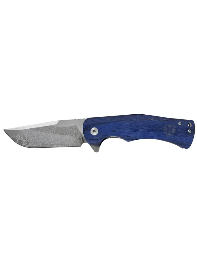 Knife Dyed Burlwood Drop Point Flipper 3.25 Blade with 4.25 Handle