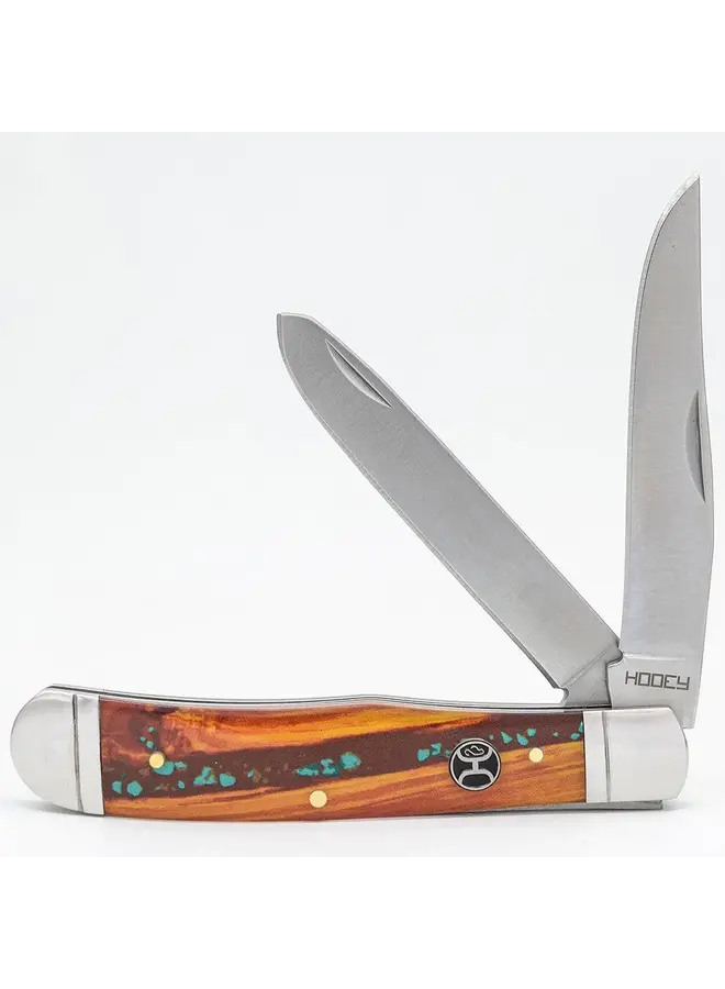 Knife Large 4 1/4 Brown / Turquoise Trapper