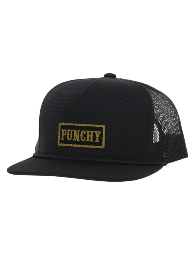 "Punchy" Black/Gold Patch Hat