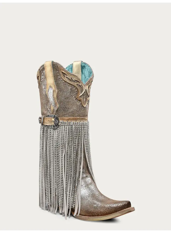 Ladies' Metallic w/ Crystal Fringe Boot