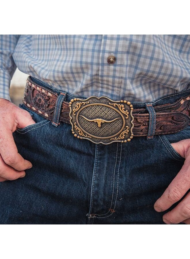 Framed Longhorn Attitude Buckle