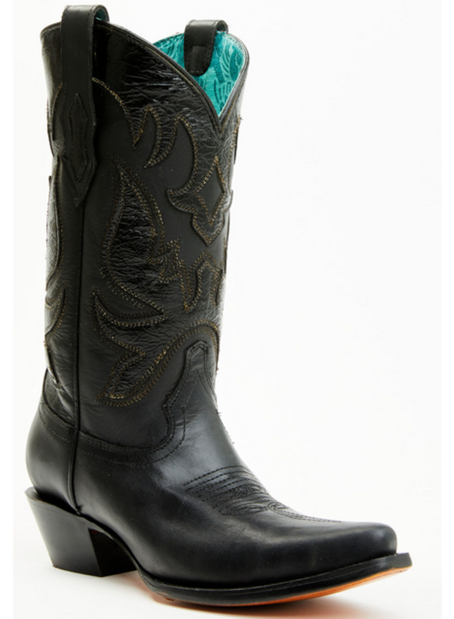 Black Embroidery & Overlay Western Boot