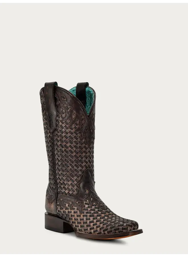 Chocolate Glitter Woven Boot