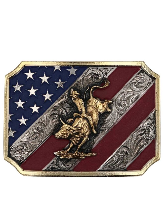 Patriot Bull Rider Attitude Belt Buckle