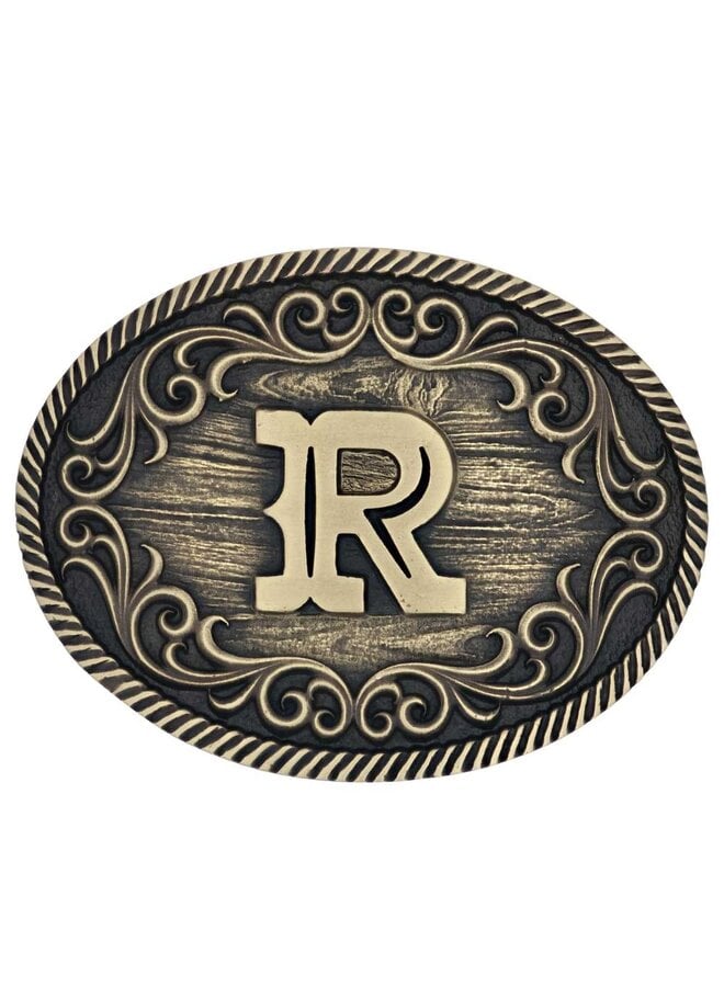 Filigree Initial R Attitude Belt Buckle