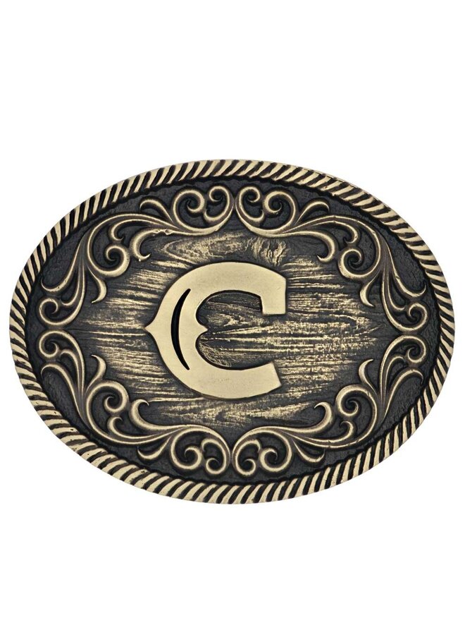 Filigree Initial C Attitude Belt Buckle