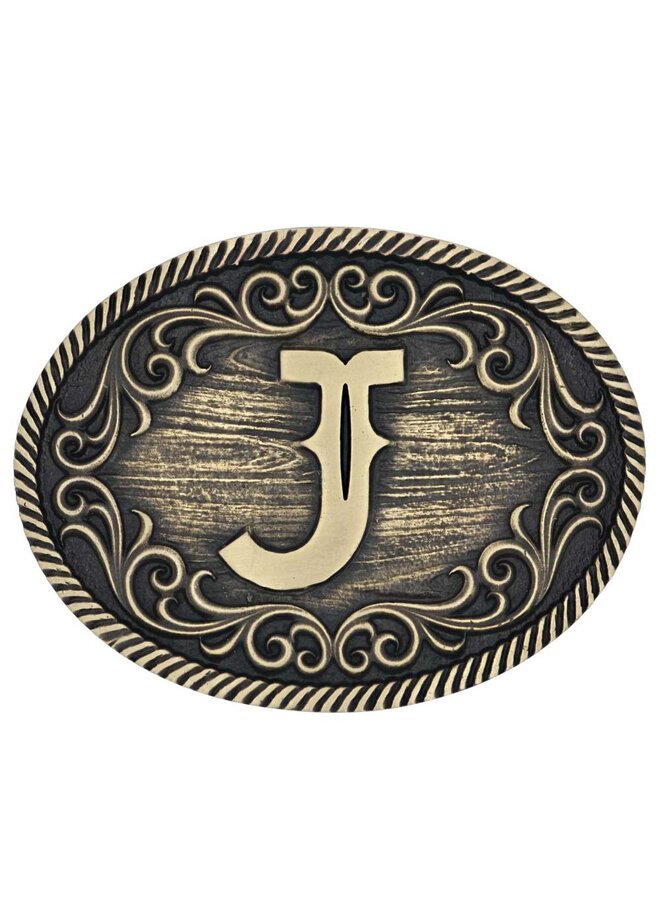 Filigree Initial J Attitude Belt Buckle