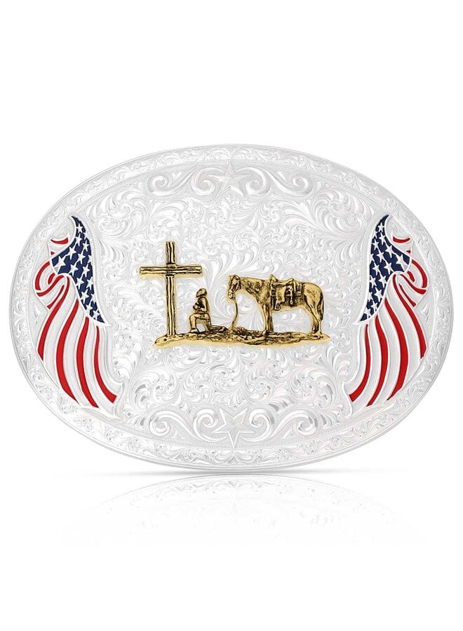 American Made Freedom Buckle with Christian Cowboy