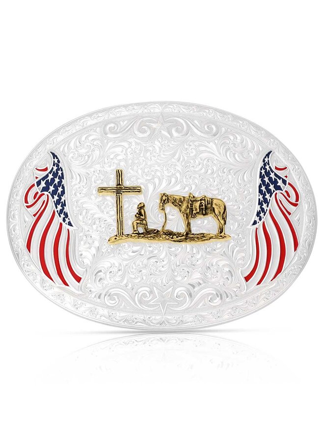 American Made Freedom Buckle with Christian Cowboy