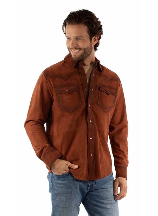 Western Suede Pearl Snap Shirt