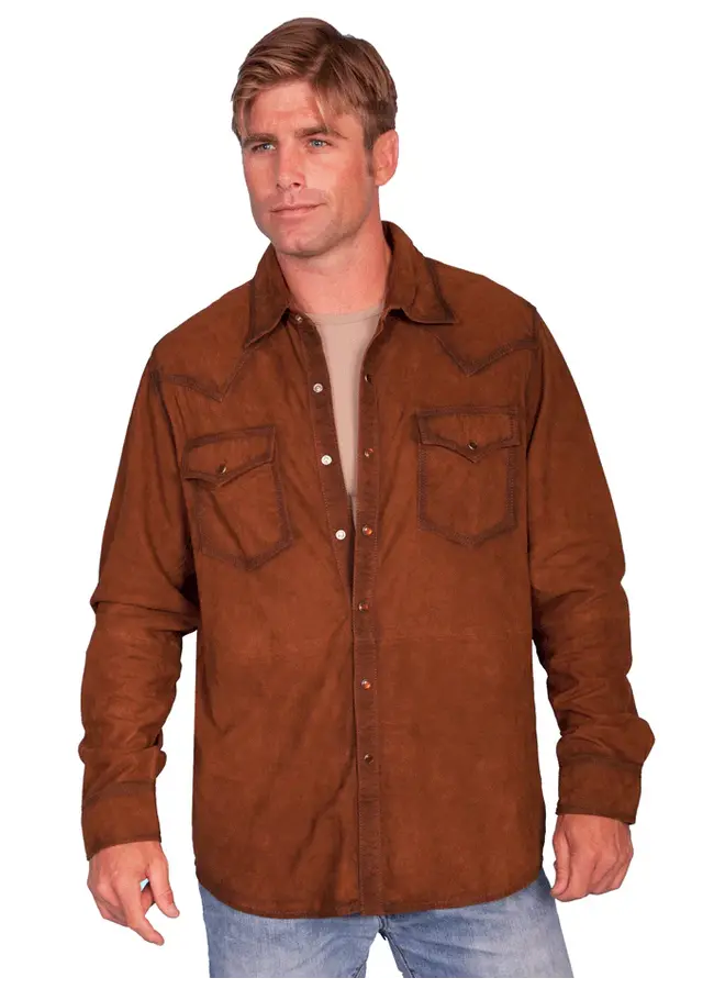 Men's Western Suede Pearl Snap Shirt