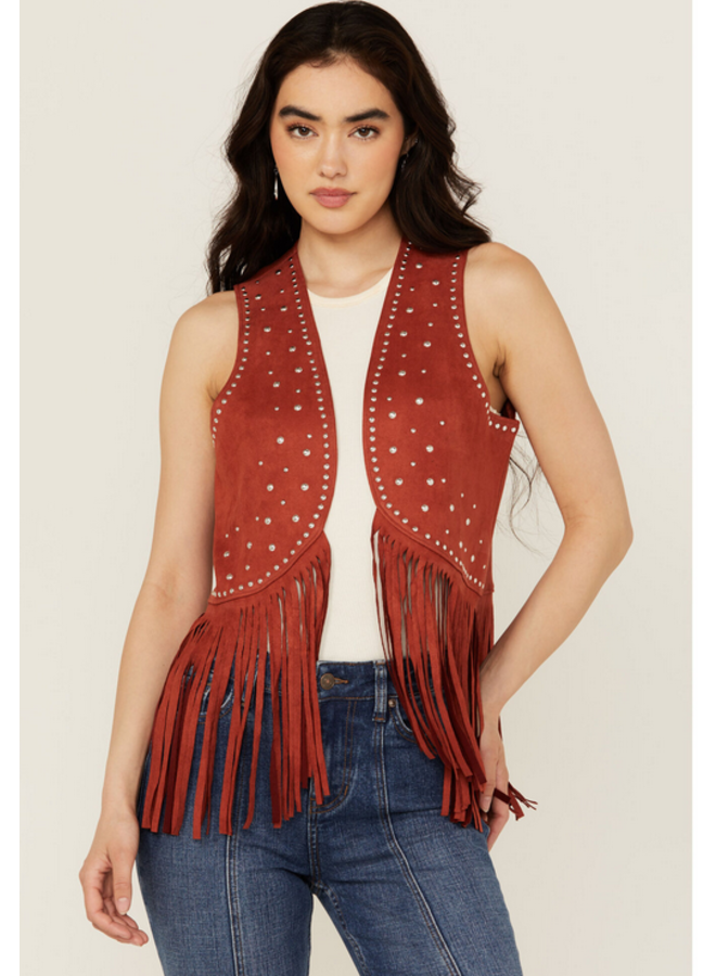 Studded Fringe Vest