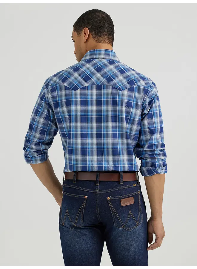 Men's Retro Long Sleeve Sawtooth Snap Pocket Western Shirt