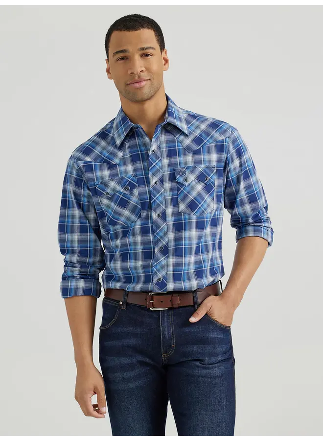 Men's Retro Long Sleeve Sawtooth Snap Pocket Western Shirt