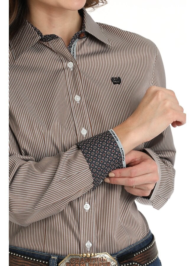 Ladies' Tencel Stripe Button Down