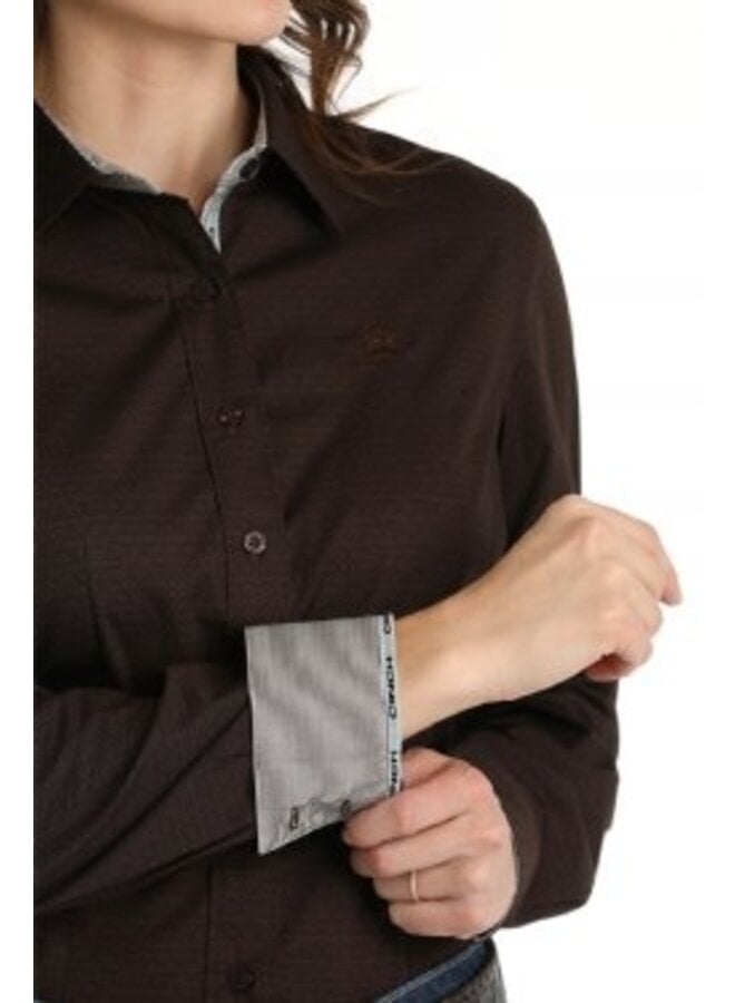 Ladies' Stretch Tonal Print Button Down