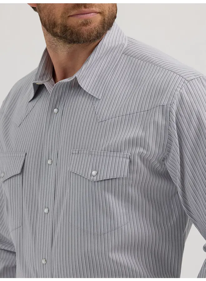 Men's Wrinkle Resist Long Sleeve Western Snap Stripe Shirt
