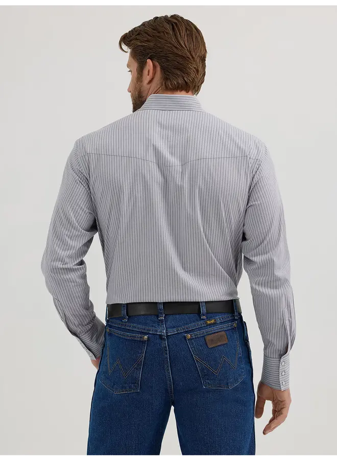 Men's Wrinkle Resist Long Sleeve Western Snap Stripe Shirt