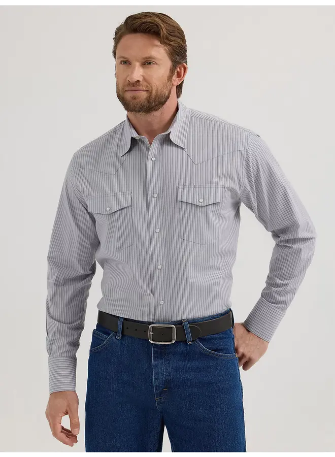 Wrinkle Resist Long Sleeve Western Snap Stripe Shirt