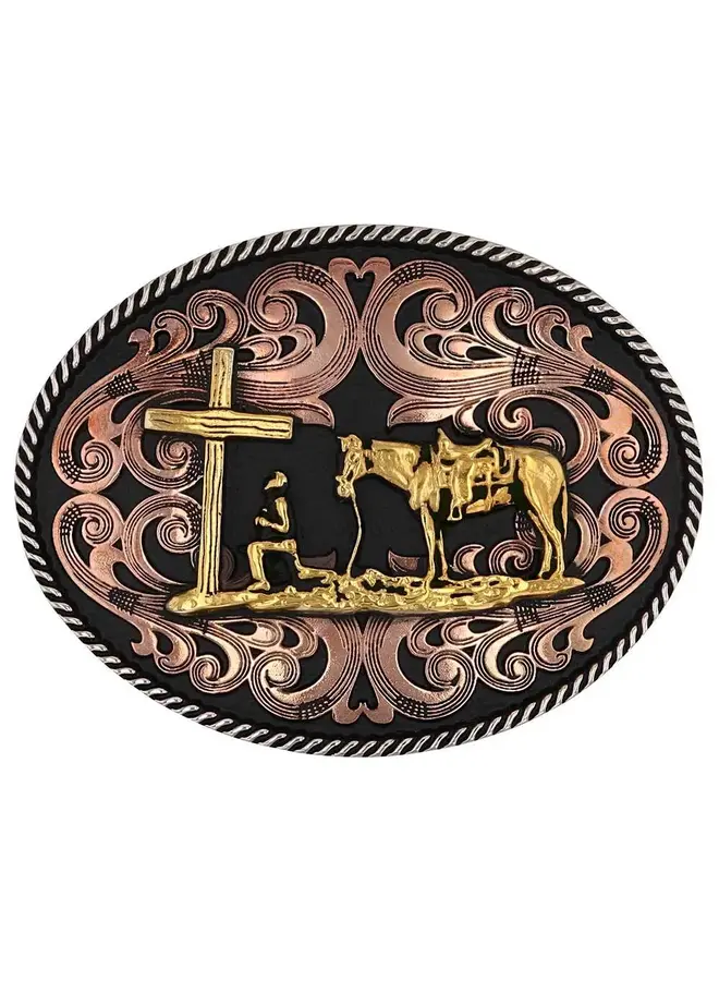 Tri-tone Christian Cowboy Attitude Buckle