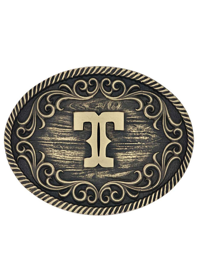 Filigree Initial T Attitude Belt Buckle
