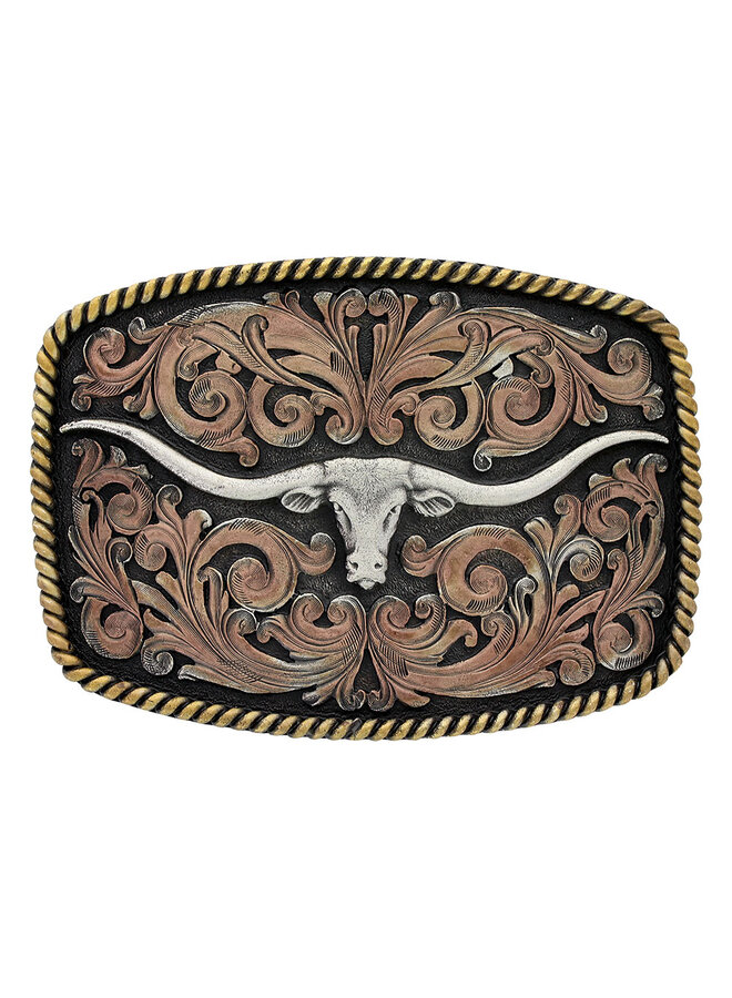Tri-Color Texas Longhorn Attitude Buckle