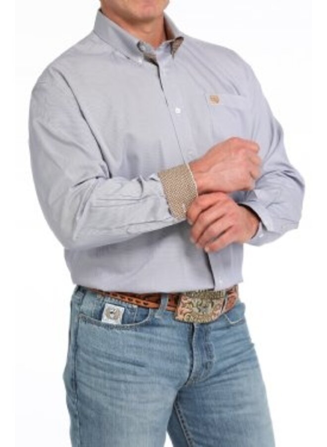 Men's Stripe Print Button Down Western Shirt