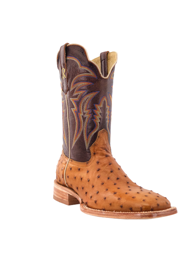 Men's Antique Saddle Bruciato Full Quill Ostrich Boot