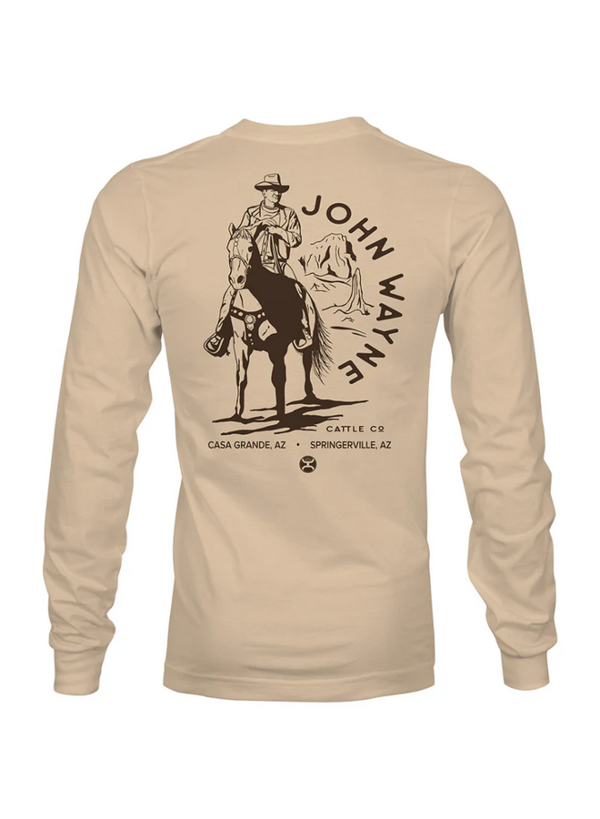 "John Wayne" Long Sleeve T-shirt Tan w/Horse Logo