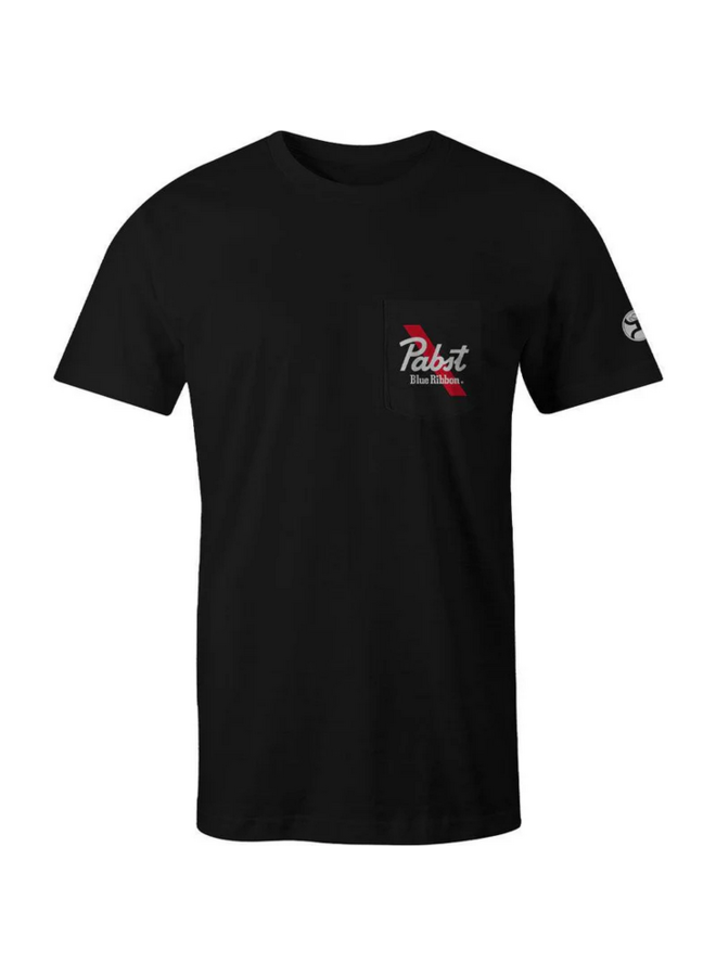 Men's "Pabst Blue Ribbon" Black w/Red & White T-Shirt